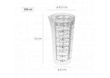 Vaso Medidor Plastico Oryx 500 ml. 8,5x6x16 cm.