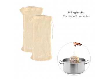 Malla / Bolsa Para Coccion Legumbres Algodon  0,5 Kg Pack De 2 Unidades. Algodon 100% Organico