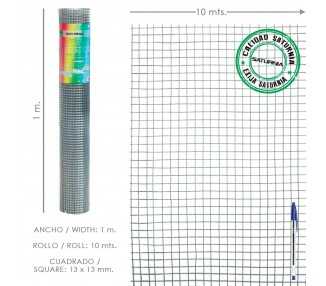 Malla Electrosoldada Galvanizada 13x13 / Altura 100 cm. Rollo 10 Metros. Uso Domestico