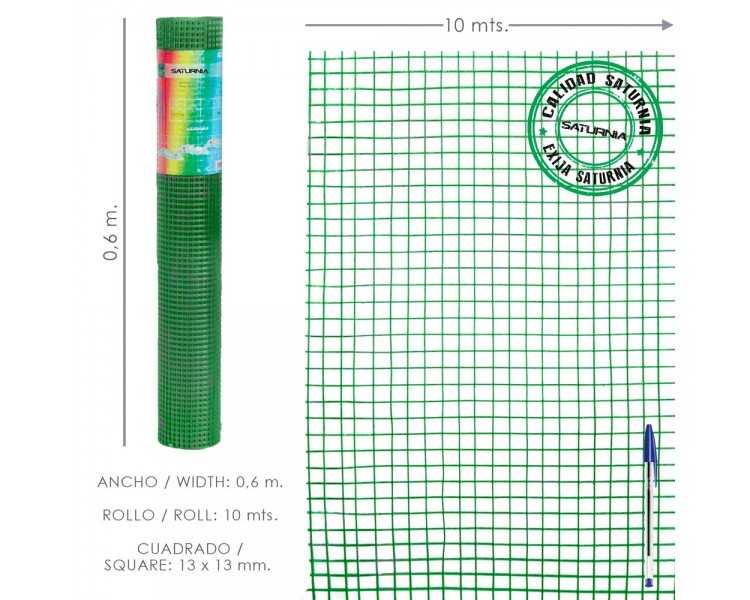 Malla Electrosoldada Plastificada Corral 13x13 / Altura 60 cm. / Rollo 10 metros