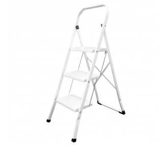 Escalerilla Acero 3 Peldaños Uso Doméstico.Escalerilla blanca