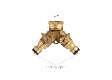 Adaptador Manguera Laton 2 tomas para Grifo 3/4"