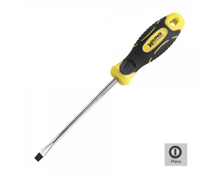 Destornillador Mango Bimaterial Boca Estampada 5x125 mm. Destornillador Plano, Cromo Vanadio,