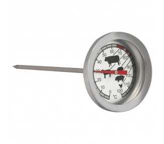 Termometro Analogico Para Cocina, Con Sonda. Ideal Hornos, Carnes, Asados, etc. Con Indicador De Temperatura Optimo Segun Carnes