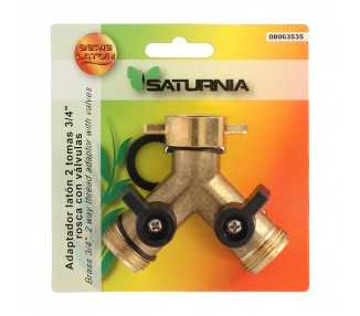 Adaptador Manguera Laton 2 Tomas Macho 3/4", Duplicador Grifo, Adaptador 2 Vias, Entrada 3/4" Hembra