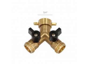 Adaptador Manguera Laton 2 Tomas Macho 3/4", Duplicador Grifo, Adaptador 2 Vias, Entrada 3/4" Hembra