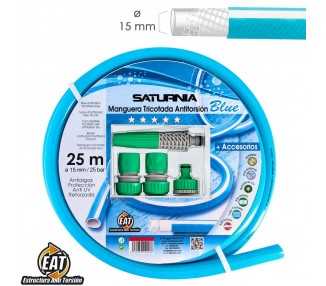 Manguera Tricotada No Torsion Blue Ø 15 mm. Rollo 25 metros. Con Accesorios,  Manguera Anti Torsion, Manguera Sin Dobleces,