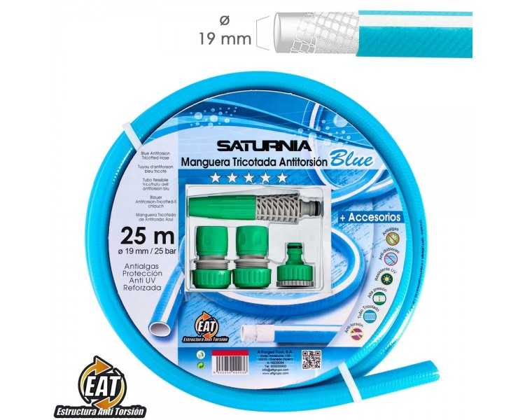 Manguera Tricotada No Torsion Blue Ø 19 mm. Rollo 25 metros. Con Accesorios,  Manguera Anti Torsion, Manguera Sin Dobleces,