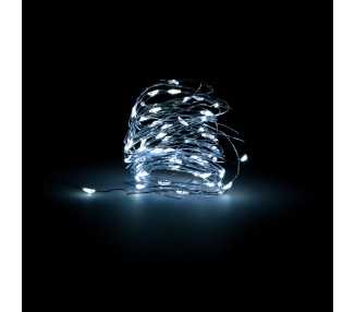 Guirnalda Luces Navidad Microled 40 Leds Color Blanco Frio. Luz navidad interiores IP20 A Pilas (2 CR2032 Incluidas)