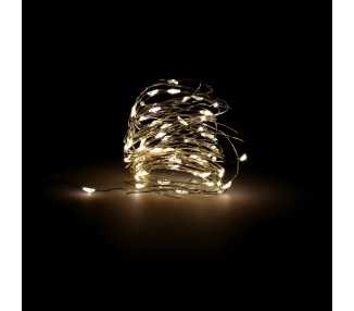 Guirnalda Luces Navidad Microled 40 Leds Color Blanco Calido. Luz navidad interiores IP20 A Pilas (3 AA No Incluidas)