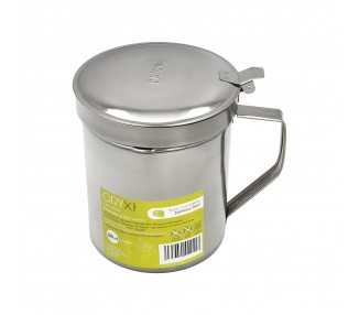 Grasera Acero Inoxidable Para Carne, Aceitera Aceite Usado 0,5 lts. Con Colador y Tapa, Recipiente Reciclaje Aceite Usado Carne