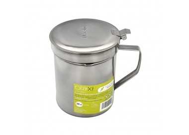 Grasera Acero Inoxidable Para Pescado Aceitera Aceite Usado 0,5 L. Con Colador y Tapa, Recipiente Reciclaje Aceite Usado Pescado