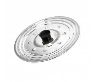 Tapadera Multiusos Acero Inoxidable Ø 25 cm. Uso Tapa Anti Salpicaduras y Escurridor. Tapadera Adpatable Diferentes Medidas