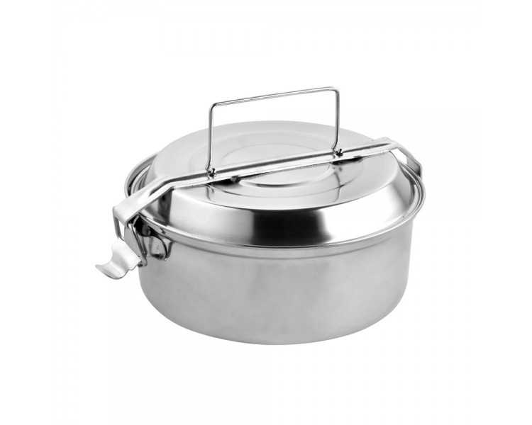 Fiambrera Metalica De Acero Inoxidable Con 2 Platos Ø 16 cm. Lunch Box, Fiambrera Metalica, Porta Alimentos Metalico,