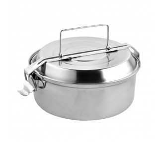 Fiambrera Metalica De Acero Inoxidable Con 2 Platos Ø 18 cm. Lunch Box, Fiambrera Metalica, Porta Alimentos Metalico,