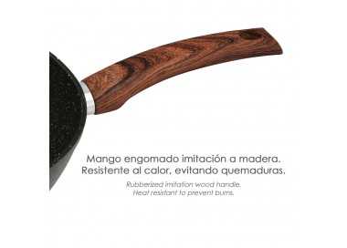 Sarten Aluminio Forjado Antiadherente Ø 24 x 5 cm. Mango Engomado / 5 capas / Acabado Piedra / Apta Para Todo Tipo de Cocinas