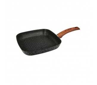 Sarten Aluminio Forjado Antiadherente 24x24x4,5 cm. Mango Engomado / 5 capas / Acabado Piedra / Todo Tipo de Cocinas / Grill