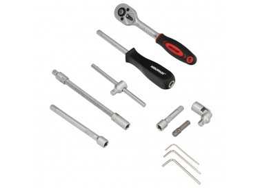 Juego Llaves De Vaso y Puntas 1/4" 46 Pzs. Con Apadtador. Cromo Vanadio, Kit Llave Combinada, Kit Carraca,
