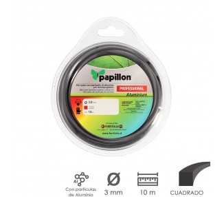 Hilo Nylon y Aluminio Desbrozadoras Cuadrado Professional Ø 3,0 mm. Rollo 10 metros. Hilo Nylon Corte Hierba, Jardin, Maleza
