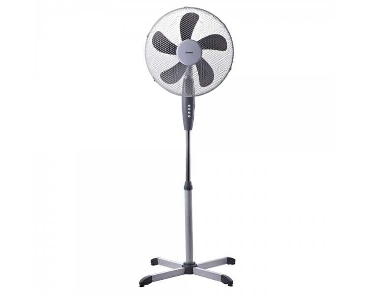 Ventilador Pie Ø 40 x 135 cm. 45 W. Oscilación Automatica, Altura Regulable, Cabezal Inclinable, Base Estable 60x60 cm.