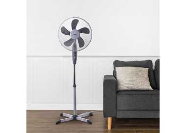 Ventilador Pie Ø 40 x 135 cm. 45 W. Oscilación Automatica, Altura Regulable, Cabezal Inclinable, Base Estable 60x60 cm.