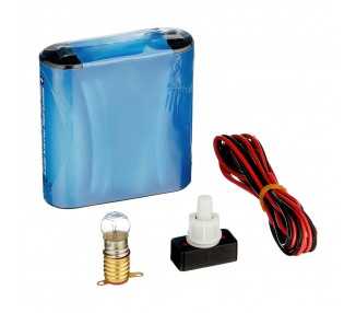 Kit Eléctrico Escolar, Set para el Colegio, Pila Petaca 4.5V, Interruptor 220V, Cable y Bombilla.