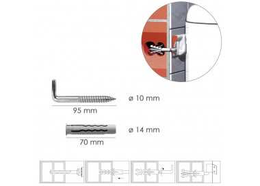 Kit Sanitario Alcayata Con Taco Ø 14 x 70 mm. Fijación Calentadores / Termos De Agua