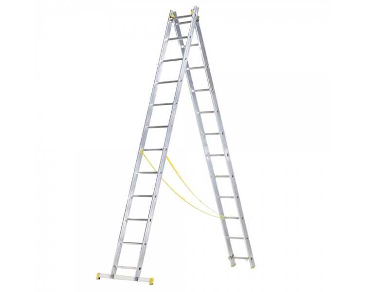 Escalera Aluminio 2 Tramos 12+12 Peldaños. Plegable, Antideslizante, Resistente