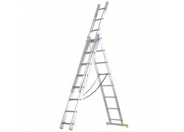 Escalera Aluminio 3 Tramos 7+7+7 Peldaños.Plegable, Telescópica, Antideslizante, Resistente.