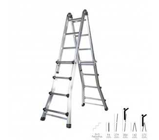 Escalera Telescópica Aluminio  3+3 Peldaños Perfil 67 mm.