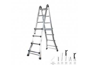 Escalera Telescópica Aluminio  3+3 Peldaños Perfil 67 mm.