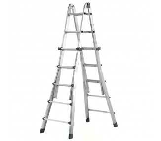 Escalera Telescópica Aluminio  4+4 Peldaños Perfil 67 mm.