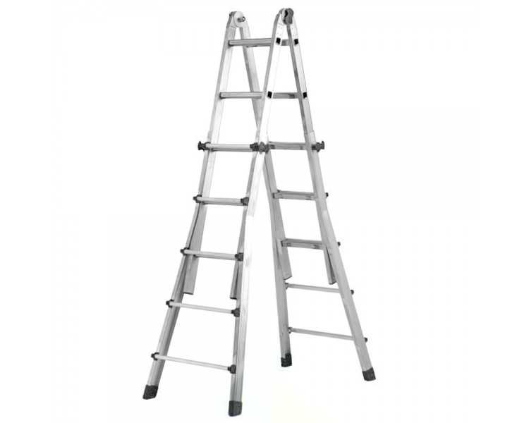 Escalera Telescópica Aluminio  4+4 Peldaños Perfil 67 mm.