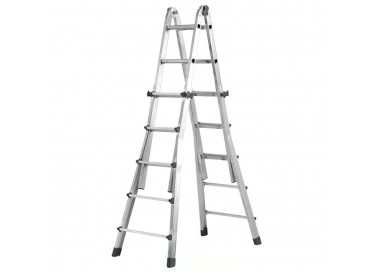 Escalera Telescópica Aluminio  4+4 Peldaños Perfil 67 mm.