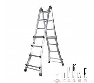 Escalera Telescópica Aluminio  6+6 Peldaños Perfil 67 mm.