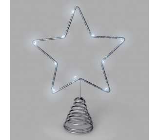Guirnalda Adorno Luces Navidad Estrella Arbol Navidad Luz Blanco Frio. 10 Leds. Uso Interno Protección IP20. 2 Baterias AA