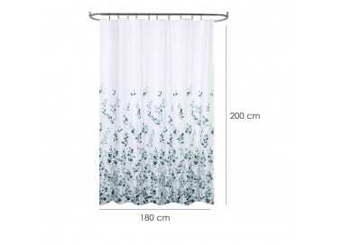 Cortina Ducha Tela Flores 180 x 200 cm. Cortina baño, Cortina Tela Impermeable Con Anillas