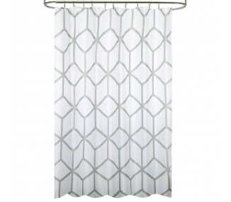 Cortina Ducha Tela Geometria 180 x 200 cm. Cortina baño, Cortina Tela Impermeable Con Anillas