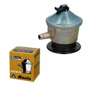 Regulador Gas Butano Monfa (30 Grms./cm2) Alcachofa Gas, Regulador Gas Butano. Presión 29 mbar. Caudal 2,5 Kg/hora