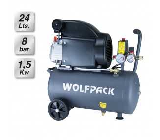 Compresor Aire Wolfpack 24 Litros / 8 Bares / 1,5 Kw - 2,0 HP