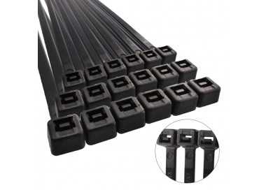 Brida Nylon 100%. Color Negro 4,5 x 200 mm. Bolsa 100 unidades. Abrazadera Plastico, Organizador Cables, Alta Resistencia