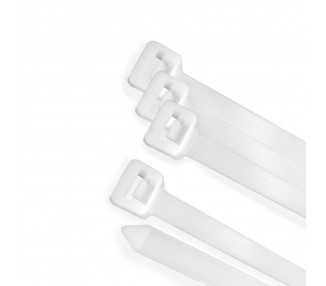 Brida Nylon 100%. Color Blanco / Natural 4,5 x 200 mm. 100 Piezas. Abrazadera Plastico, Organizador Cables, Alta Resistencia