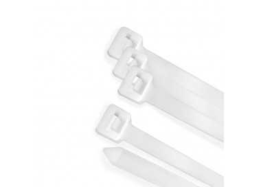 Brida Nylon 100%. Color Blanco / Natural 4,5 x 280 mm. 100 Piezas. Abrazadera Plastico, Organizador Cables, Alta Resistencia