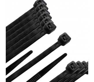 Brida Nylon 100%. Color Negro 7,5 x 360 mm. Bolsa 100 unidades. Abrazadera Plastico, Organizador Cables, Alta Resistencia