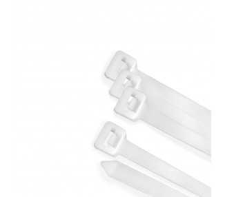 Brida Nylon 100%. Color Blanco / Natural 2,5 x 200 mm. 100 Piezas. Abrazadera Plastico, Organizador Cables, Alta Resistencia