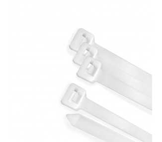 Brida Nylon 100%. Color Blanco / Natural 3,6 x 370 mm. 100 Piezas. Abrazadera Plastico, Organizador Cables, Alta Resistencia