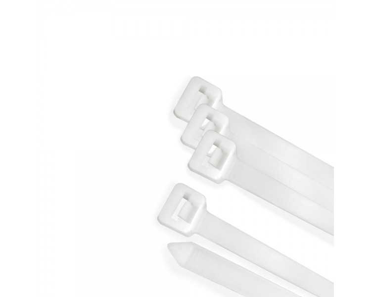 Brida Nylon 100%. Color Blanco / Natural 2,5 x135 mm. 100 Piezas. Abrazadera Plastico, Organizador Cables, Alta Resistencia