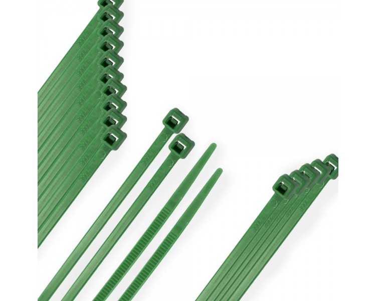 Brida Nylon 100%. Color Verde 4,6 x 200 mm. Bolsa 100 Unidades. Abrazadera Plastico, Organizador Cables, Alta Resistencia