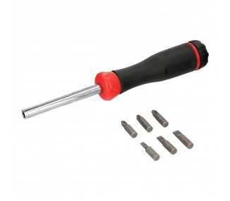 Juego De Puntas con Destornillador  1/4" 7 Piezas. Acero Cromo Vanadio, Kit Destorpuntas, Puntas Destornillador.