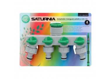 Adaptador Manguera Plastico 3/4" - 1"  4 Vias, Distribuidor 4 vias, Divisor Manguera, Ajuste Independiente, Tomas 1/2+Adaptador